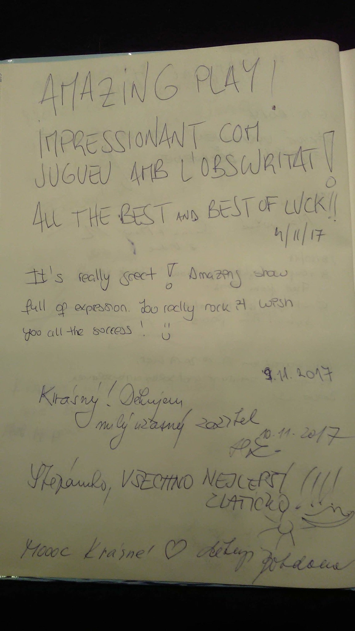Black light theatre guestbook